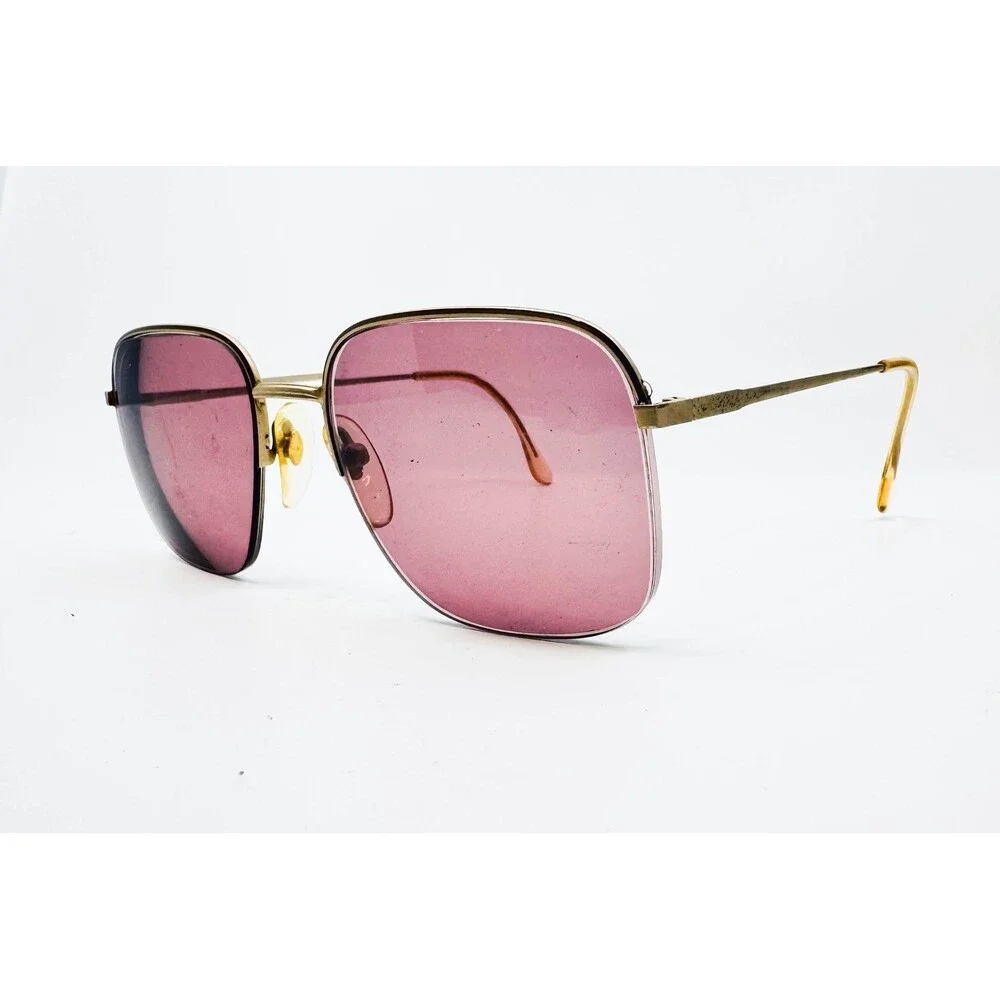 Adensco Aero 4 Sunglasses Frames Mens Gold Purple Tint Square Italy 140 5128